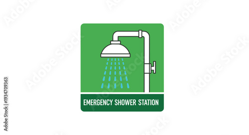 Emergency Safety Shower Sign Illustrating Equipment For Workplace Safety And Preparedness