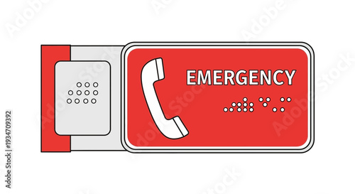 Emergency Telephone Indicator Sign With Braille Representation And Tactile Accessibility