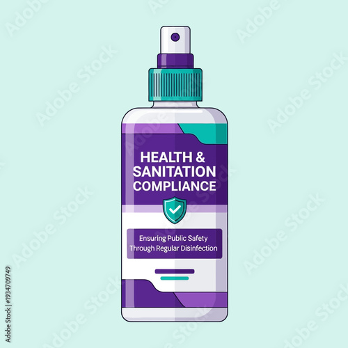 Essential Disinfectant Spray Bottle Illustrating Health, Safety, and Sanitization Compliance