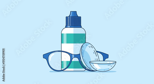 Essential Eye Care Elements Depicted in a Modern and Minimalist Visual Illustration