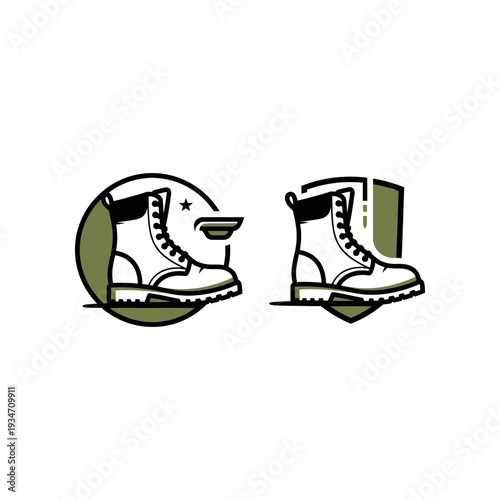 Pair of White Combat Boots Illustration.
