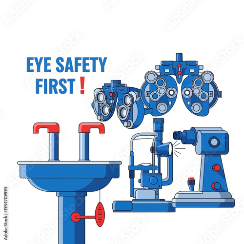Essential Eye Care Equipment Depicted in Illustrative Form for Vision Health and Safety