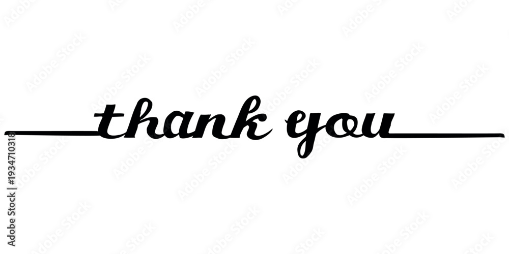 Fototapeta premium VECTOR Thank you hand drawn inscription with lines. Calligraphic inscription, vector illustration.