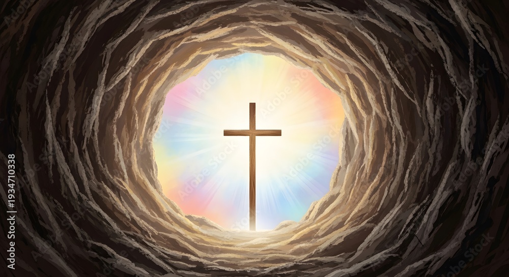 Fototapeta premium Easter resurrection hope cross symbol christianity