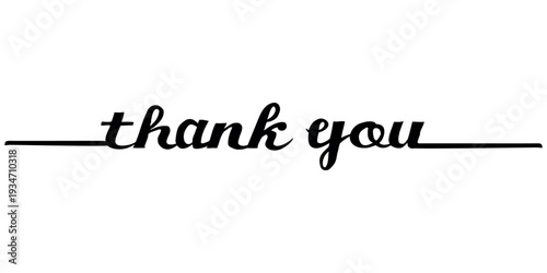 VECTOR Thank you hand drawn inscription with lines. Calligraphic inscription, vector illustration.