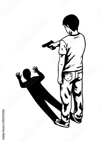 Armed Man Confronting Silhouette Victim