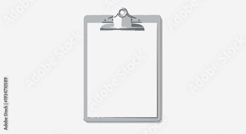Clipboard with blank white paper.