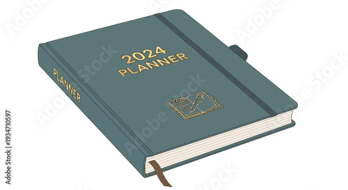 Green 2024 Planner Notebook Book.