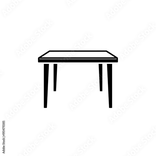 Simple black table with four legs.