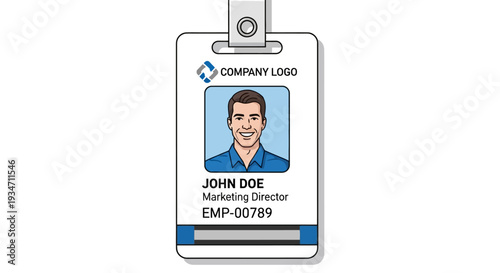 Employee ID Card with Person Illustration.