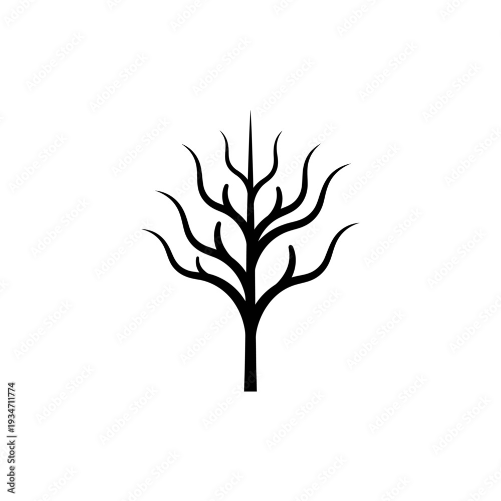 Obraz premium Black silhouette of a bare tree.