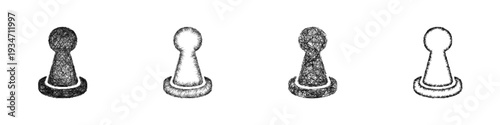 Sketch pawn icon design set
