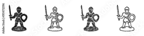 Sketch miniature figure icon design set