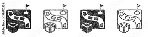 Sketch classic board game icon design set