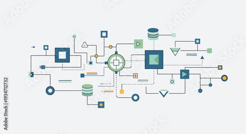 Flowchart diagram with various symbols.