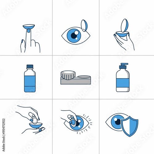 Essential Eye Care Practices: Illustrated Guide to Contact Lens Application, Storage, and Safety