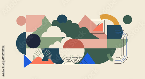 Geometric shapes in abstract composition.