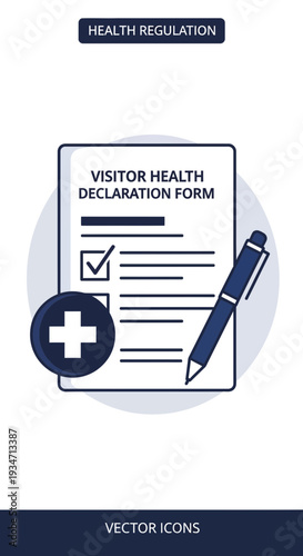 Essential Healthcare Protocol: Visitor Health Declaration Form and Medical Compliance Illustration