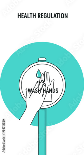 Essential Hygiene Protocol Sign Illustrating Handwashing Instructions For Public Health Safety