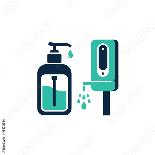 Essential Hygiene Solutions: Modern Vector Illustration of Hand Sanitizer Dispensers and Bottles