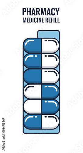 Essential Medical Capsule Strip for Healthcare and Pharmacy, Medicine Dosage and Refill