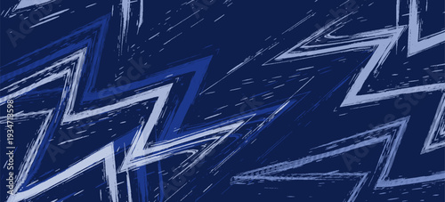 Abstract grunge zigzag lightning pattern background with rough brush strokes.