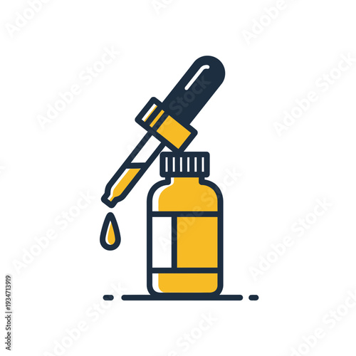 Essential Oil Dropper and Bottle Illustration: A Modern and Minimalist Medical Icon