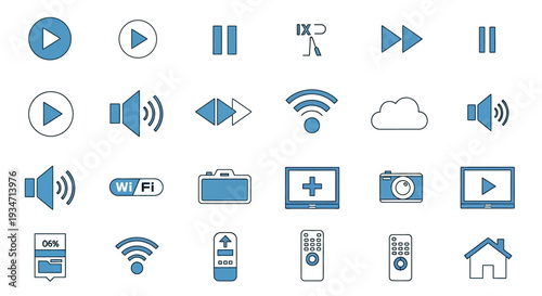Collection of media and technology icons.