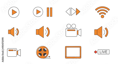 Collection of multimedia playback icons.
