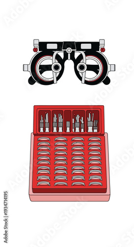 Essential Optometric Tools Displayed For Eye Examinations And Vision Correction Procedures