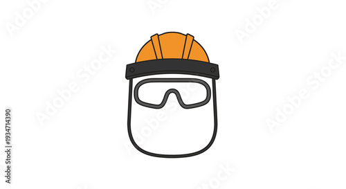 Essential Safety Equipment Depicted with Hard Hat and Protective Face Shield Concept