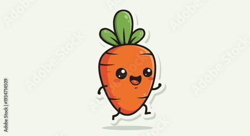 Cartoon carrot character running on white background with clipping path