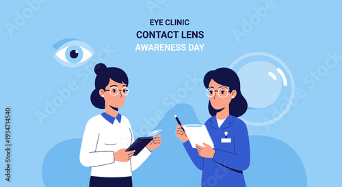 Eye Care Professionals Discussing Contact Lenses and Promoting Eye Health Awareness