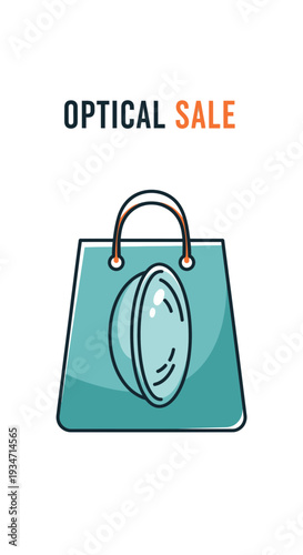 Eye Care Shopping Bag Design Demonstrating Contact Lens Sale and Vision Savings Promotion