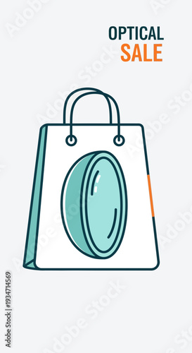 Eye Care Shopping Bag Advertising an Optical Sale for Eyeglasses and Lens Promotions
