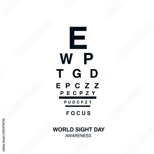 Eye Chart Illustration: Emphasizing Vision, Clarity, and World Sight Day Awareness