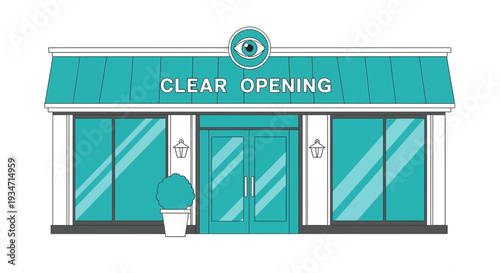 Eye Care Clinic's Grand Opening: An Illustrated Vector Depiction of a New Business