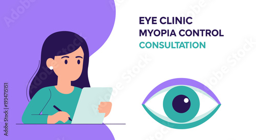 Eye Clinic Illustration Featuring Myopia Control And Consultation Service Offering Visualization