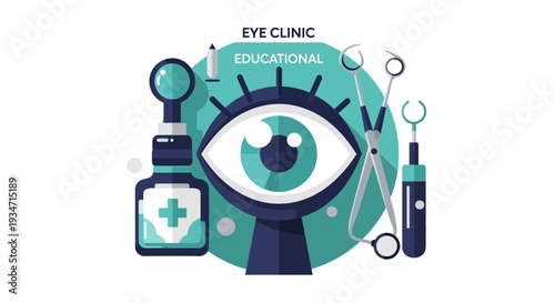 Eye Clinic Illustration: Medical Vision Examination and Ophthalmology Concepts Presented