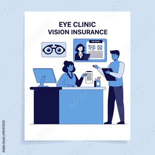 Eye Clinic Illustration Showcasing Vision Insurance for Patient Consultation and Services