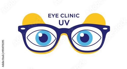 Eye Clinic Logo Featuring Glasses and UV Protection, Perfect For Healthcare Visuals