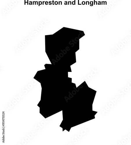 Hampreston and Longham (England) blank outline map