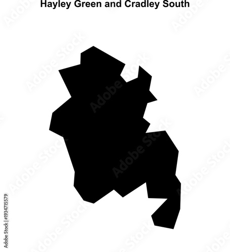 Hayley Green and Cradley South (England) blank outline map