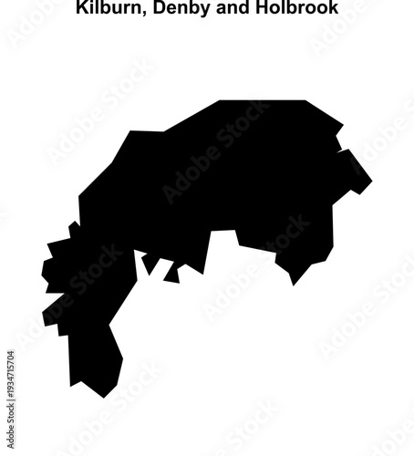 Kilburn, Denby and Holbrook (England) blank outline map