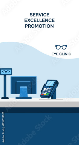 Eye Clinic Service Excellence Promotion Depicting Modern Technology and Vision Care Solutions