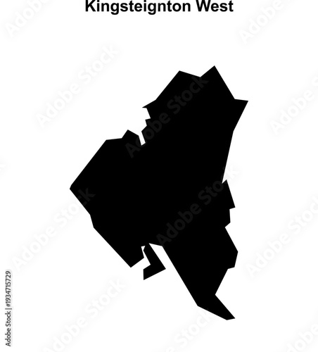 Kingsteignton West (England) blank outline map