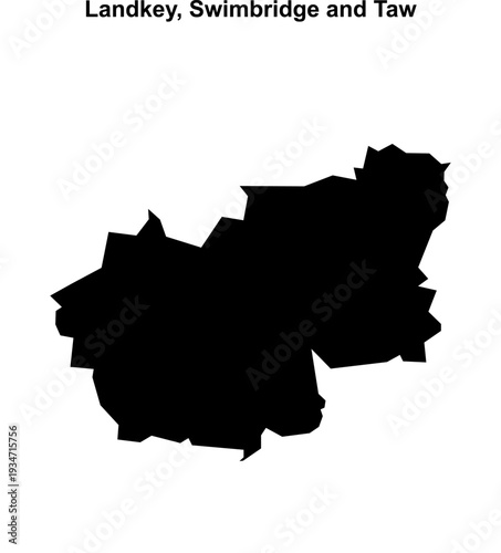 Landkey, Swimbridge and Taw (England) blank outline map