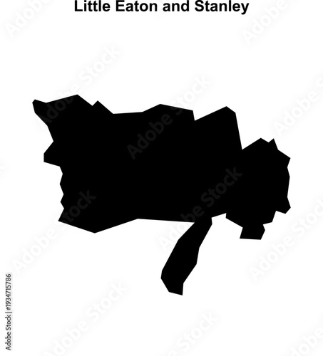 Little Eaton and Stanley (England) blank outline map