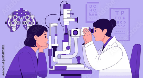 Eye Doctor Examining a Patient's Vision with Modern Ophthalmic Equipment