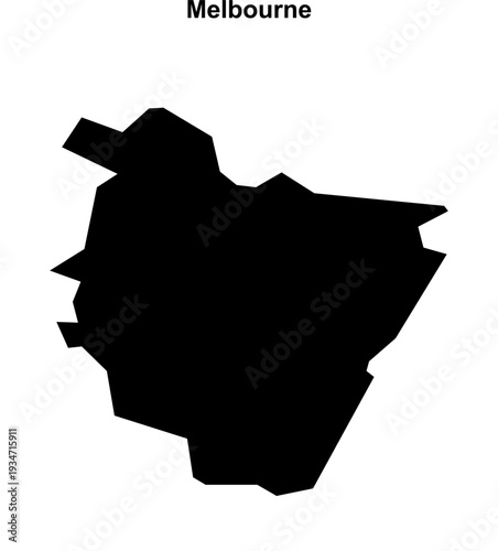 Melbourne (England) blank outline map